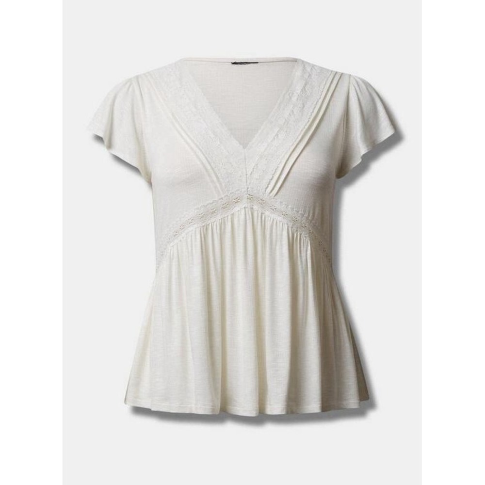 NWT Torrid Knit V-Neck Lace Inset‎ Babydoll Top 4X - Picture 5 of 12
